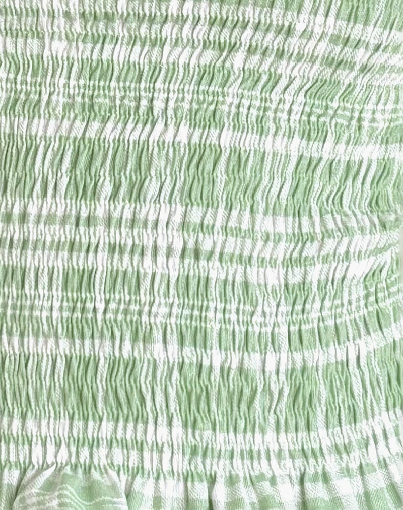 Birita Shirred Top in Table Cloth Neo Mint