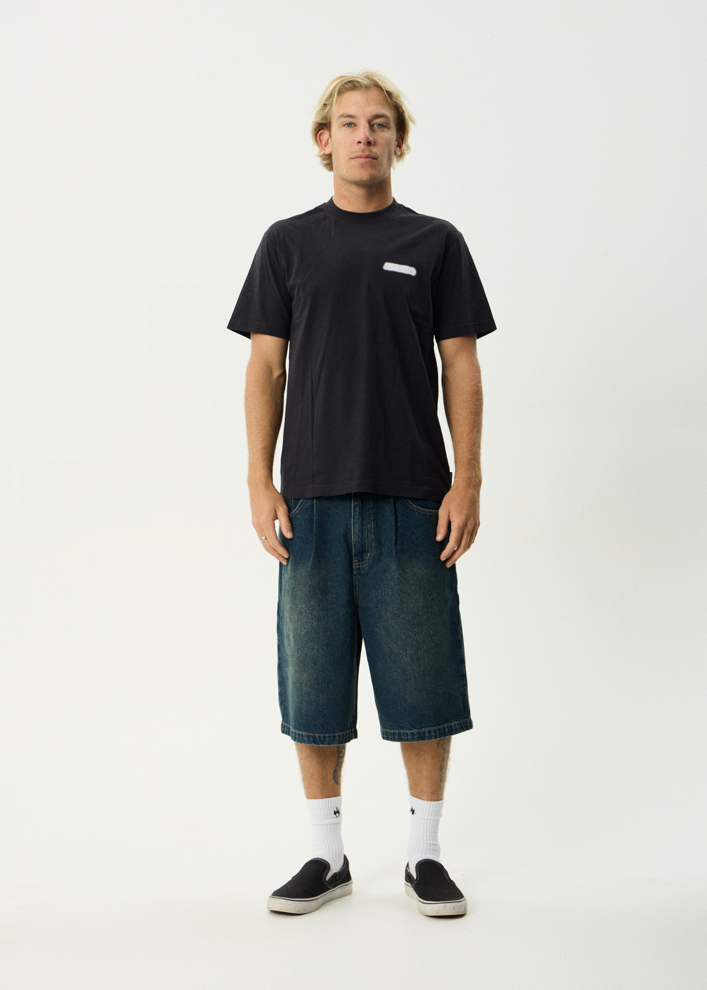 AFENDS Mens X-Ray - Retro Tee - Stone Black