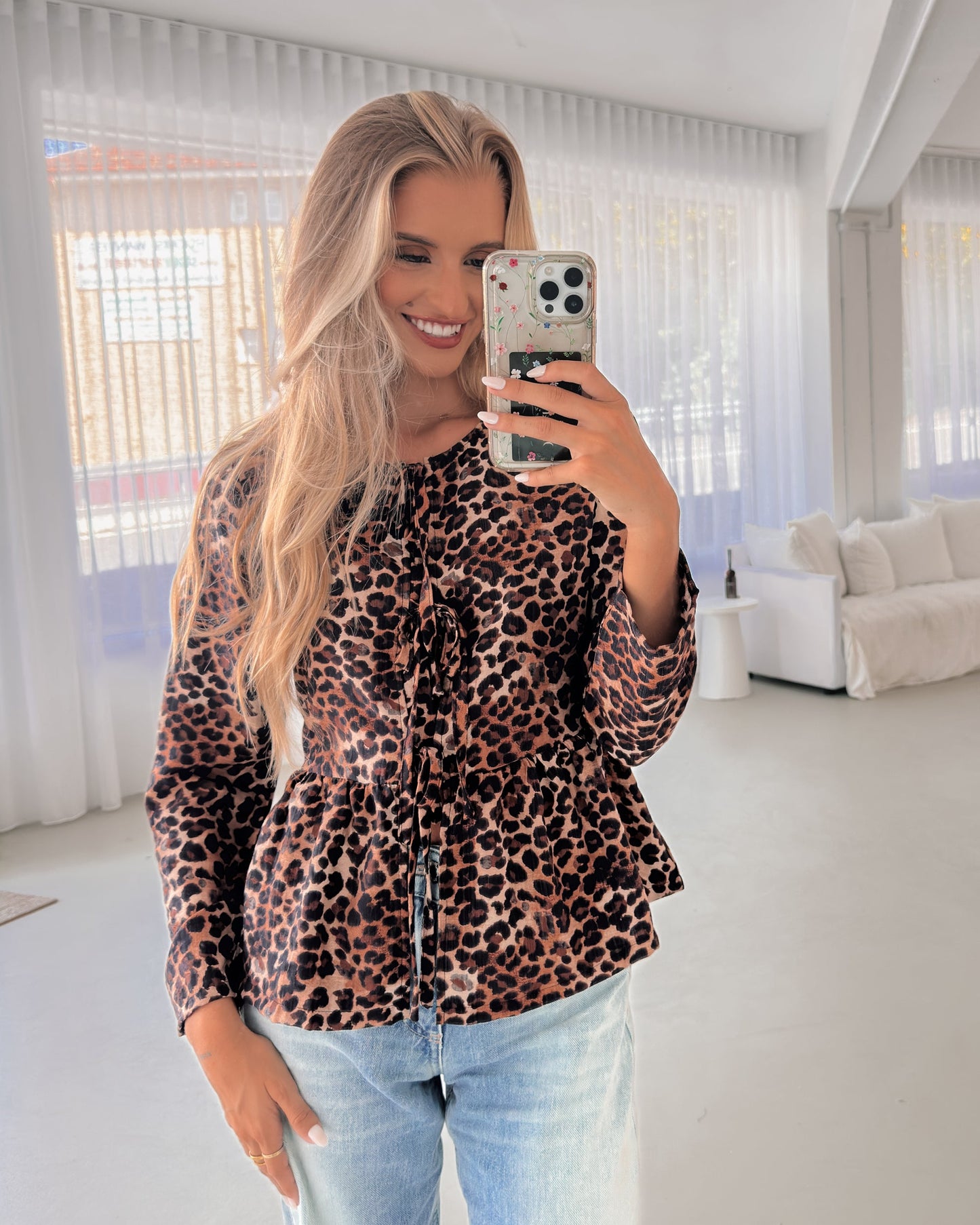 Saveria Top Brown Print | Women's Relaxed Printed Blouse