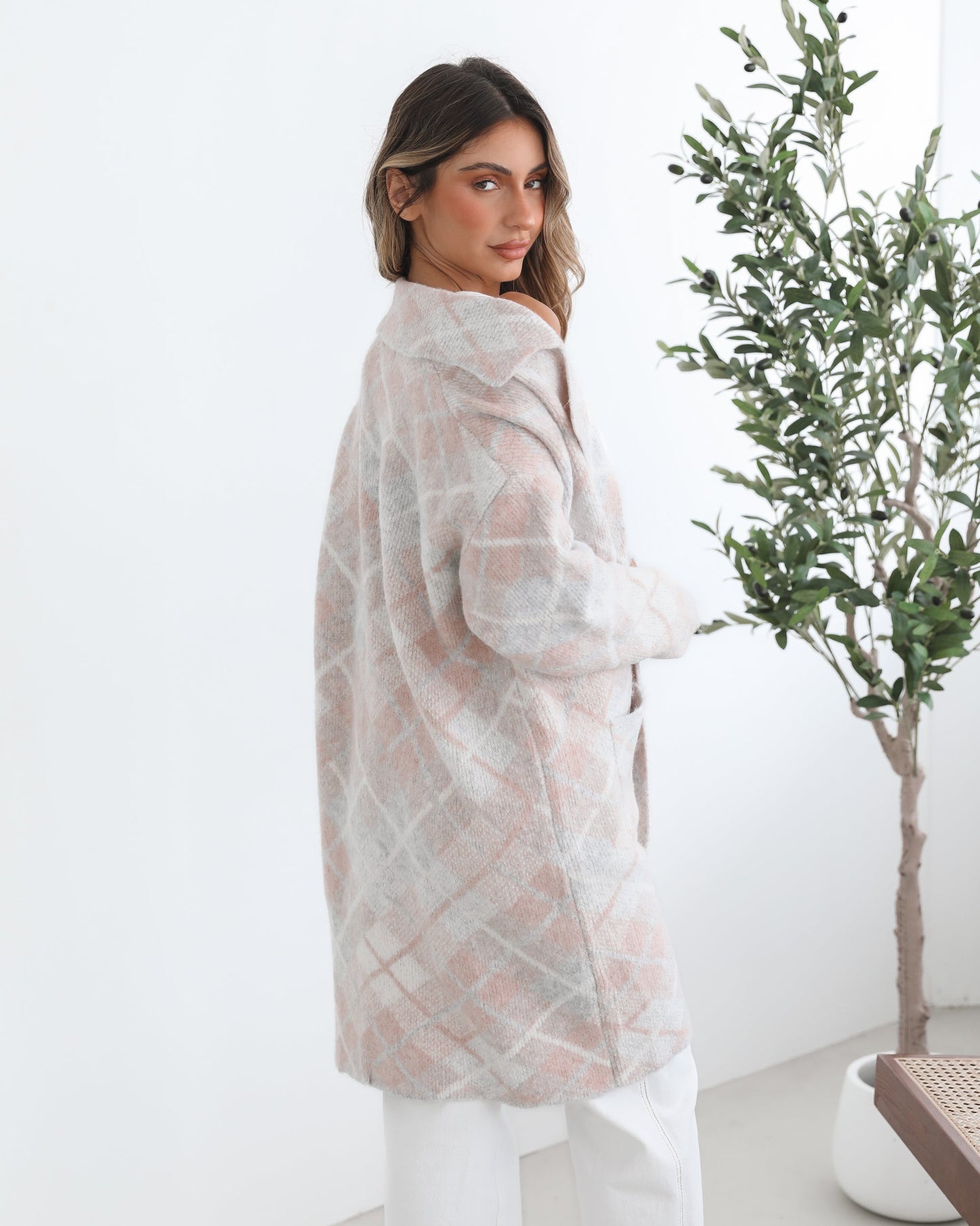 Sharyn Pink Multi Coatigan | Women's Knit Coatigan