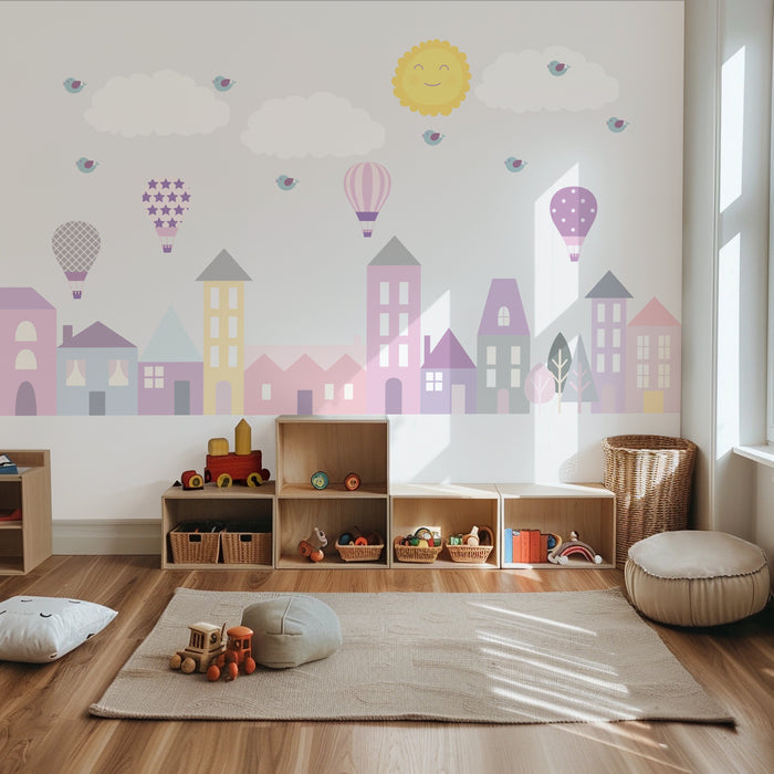 Girls Wall Decals City Scene, Wall Stickers, Nursery Wall Decor, Wall Art, Made in Canada | Pippa + June