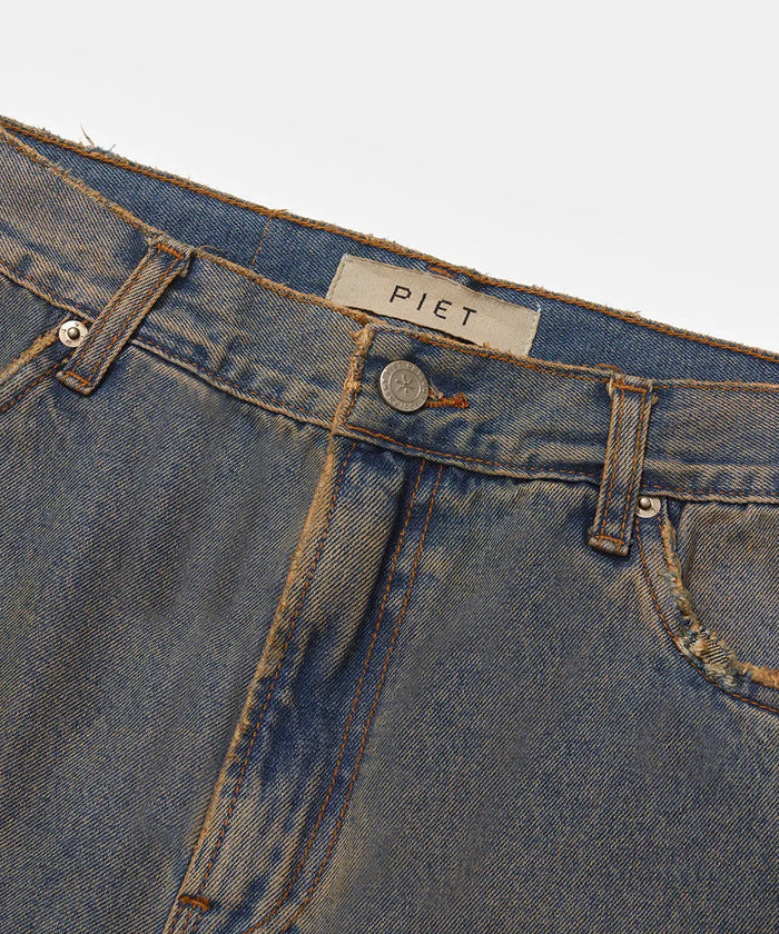 Dirty Straight Leg Denim Trousers - Four Street