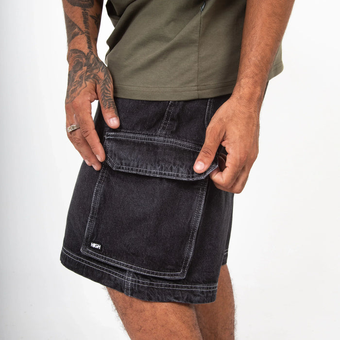 Faded Denim Shorts Black - Four Street