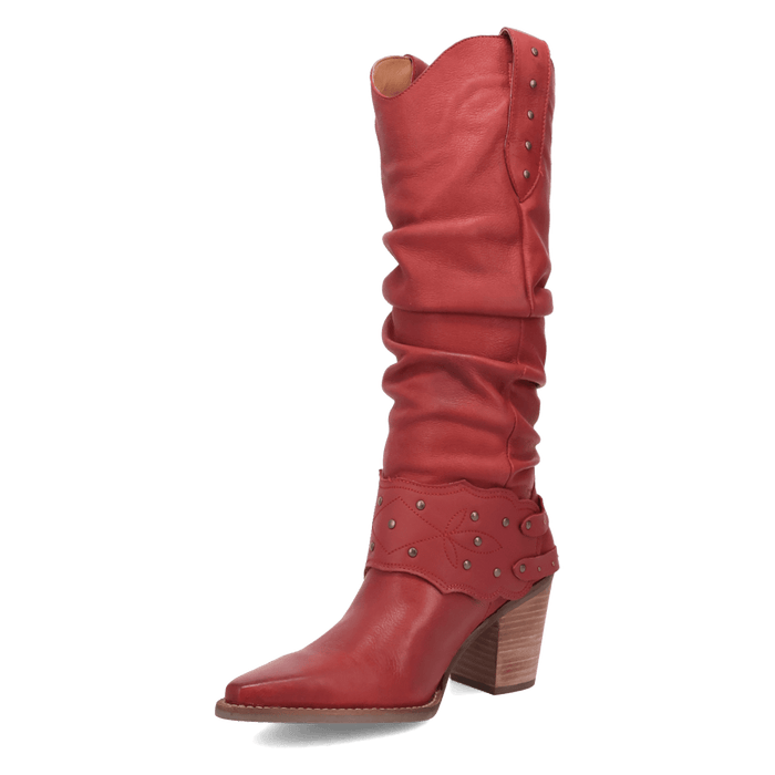 PRODUCT SHOT GRIT N' GRACE LEATHER BOOT AT 225 DEGREE ANGLE