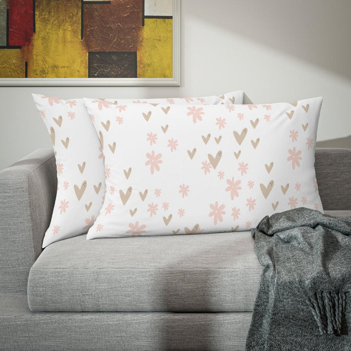 Girl Pillow Sham Pink Hearts Flowers, Baby Girl Nursery | Pippa + June