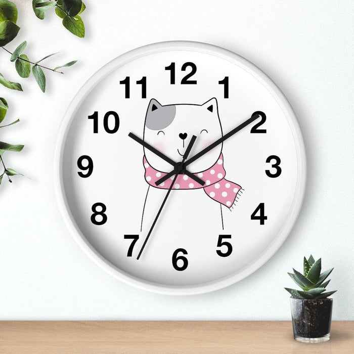 Girls Wall Clock, Girls Nursery Wall Clock No Ticking Kitty Cat, Girls Clock Nursery Large Wall Clock, Kids Wall Clock, Silent Nursery Wall Clock, Girls Baby Shower Gift, Made in the USA | Pippa + June