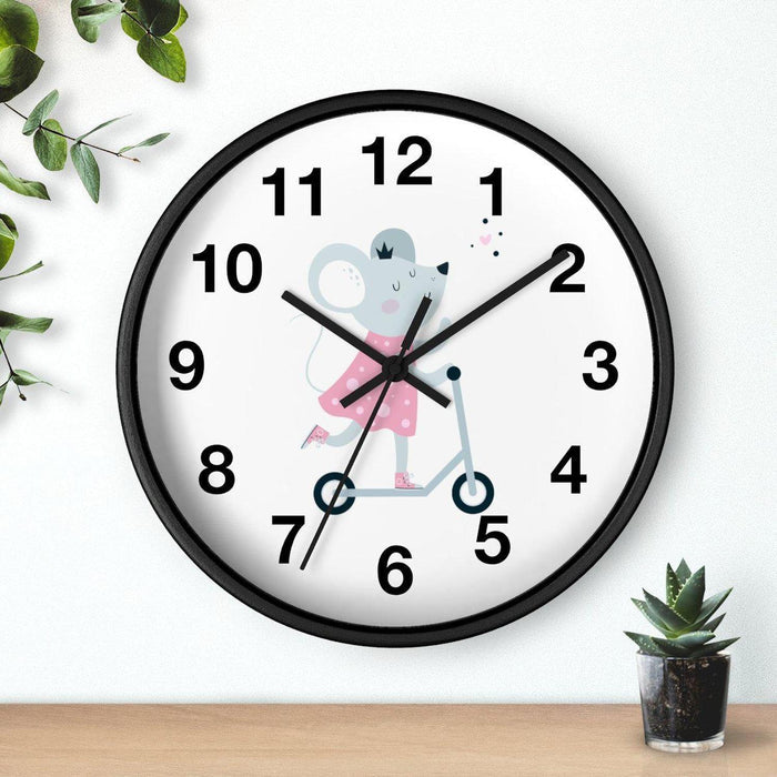 Kids Wall Clock Cute Mouse, Girls Wall Clock, Nursery Wall Clock Silent, Childrens Wall Clock, Girls Bedroom Wall DΓ©cor, Made in the USA | Pippa + June