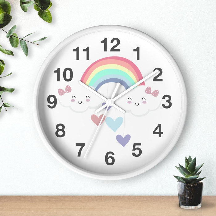 Kids Wall Clock Rainbow, Nursery Wall Clock Silent No Ticking, Kids Bedroom Wall Decor, Made in the USA | Pippa + June