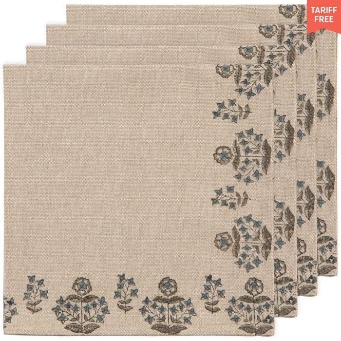 Salvia Block Print Napkins Set of 4
