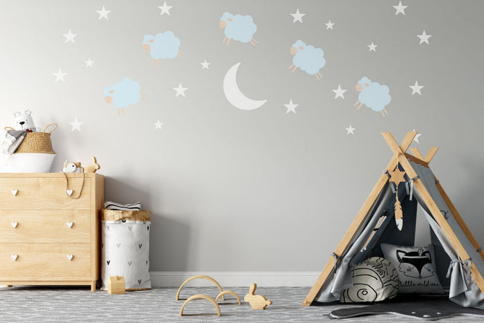 Wall Decals Boys Sheep Jumping Over Moon, Wall Stickers, Nursery Decor, Kids Bedroom Decor | Pippa + June