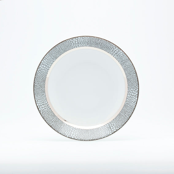 SKU# A235-REC20840 - Makassar Gold Rim Soup Plate - Shape Recamier - Size: 9"