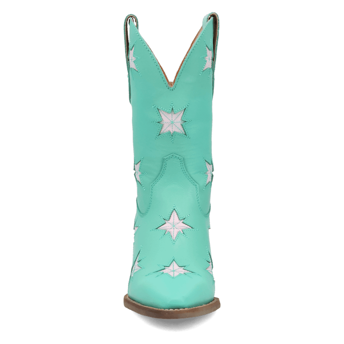 PRODUCT SHOT STARBURST LEATHER BOOT AT FRONT ANGLE