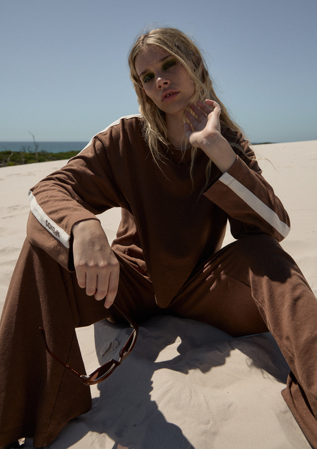 AFENDS Womens Marla -  Long Sleeve Tee - Cinnamon