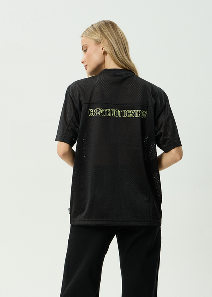 AFENDS Mens Zero Six - Mesh Jersey Boxy Tee - Black