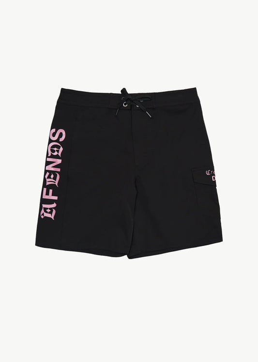 AFENDS Mens Mix Up - Surf Related V2 Boardshort 18" - Black