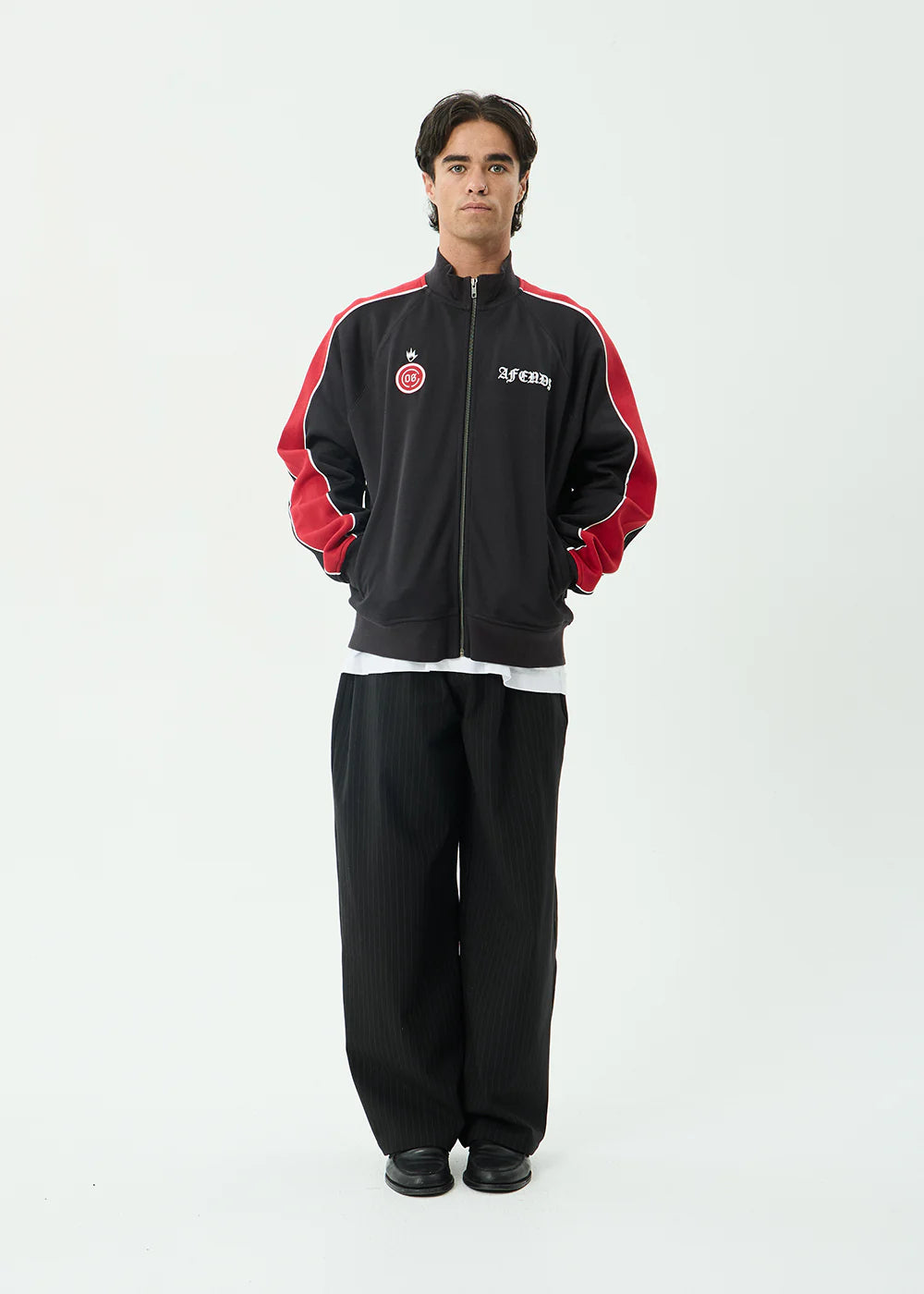 AFENDS Mens Holloway - Zip Through Track Jacket - Black