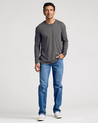 Charcoal Heather Gray Classic Long Sleeve Crew Neck