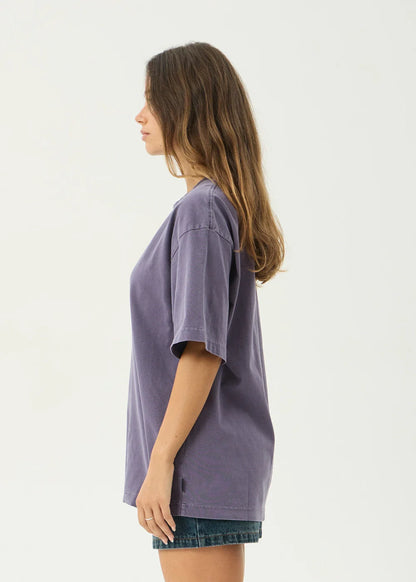 AFENDS Mens Genesis - Heavyweight Boxy Tee - Vintage Aubergine