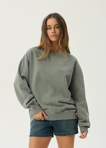 AFENDS Mens Genesis - Crew Neck - Washed Sycamore
