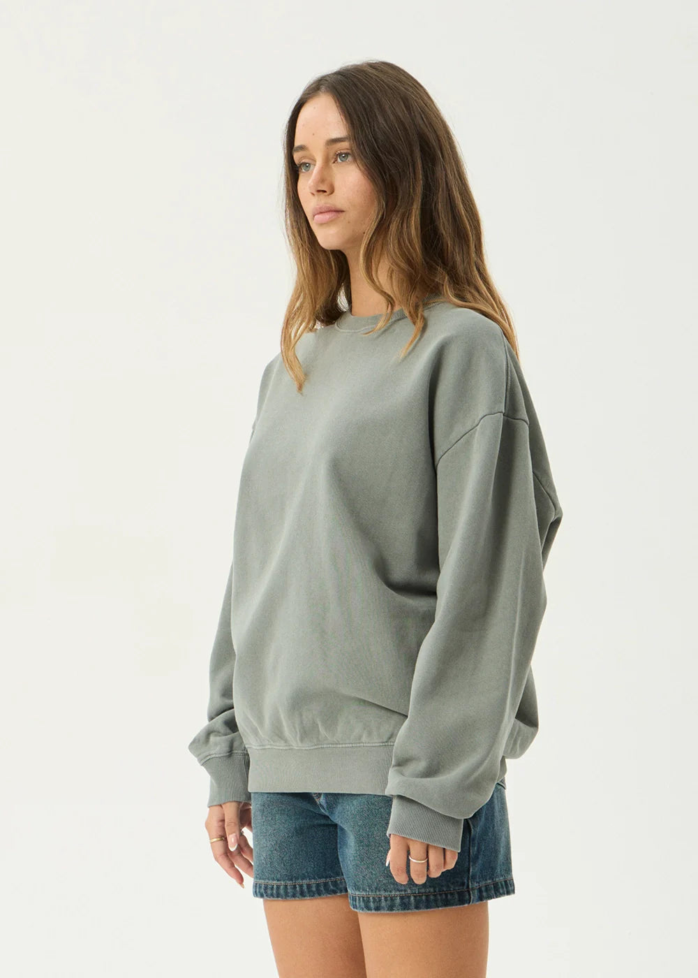 AFENDS Mens Genesis - Crew Neck - Washed Sycamore