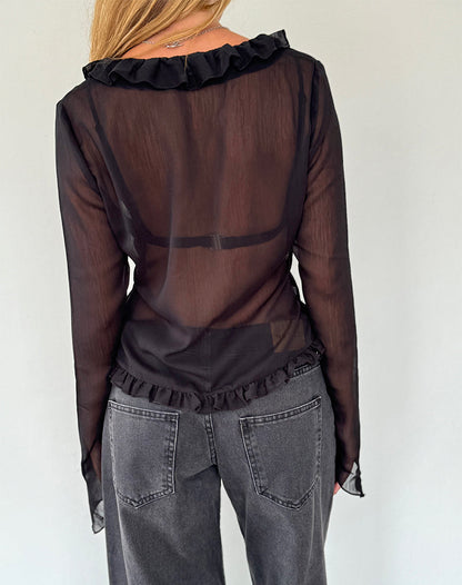 Adriana Ruffle Top in Chiffon Black
