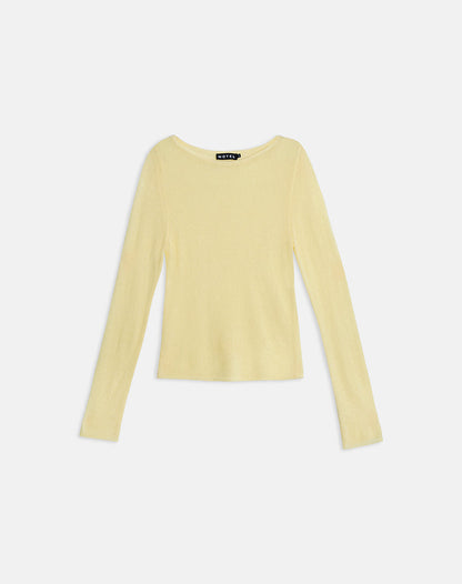 Aika Long Sleeve Top in Sheer Knit Lemon