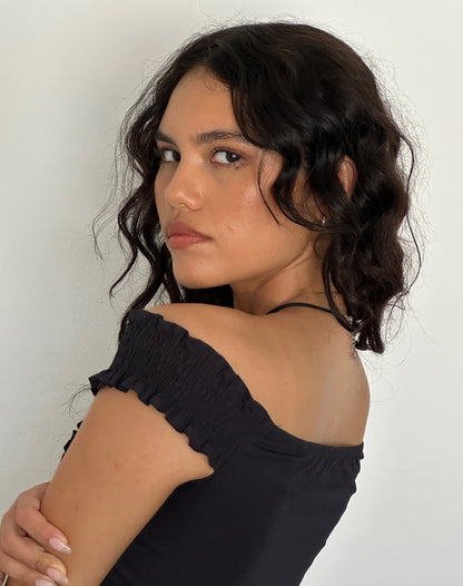 Alderidge Bardot Corset Top in Black