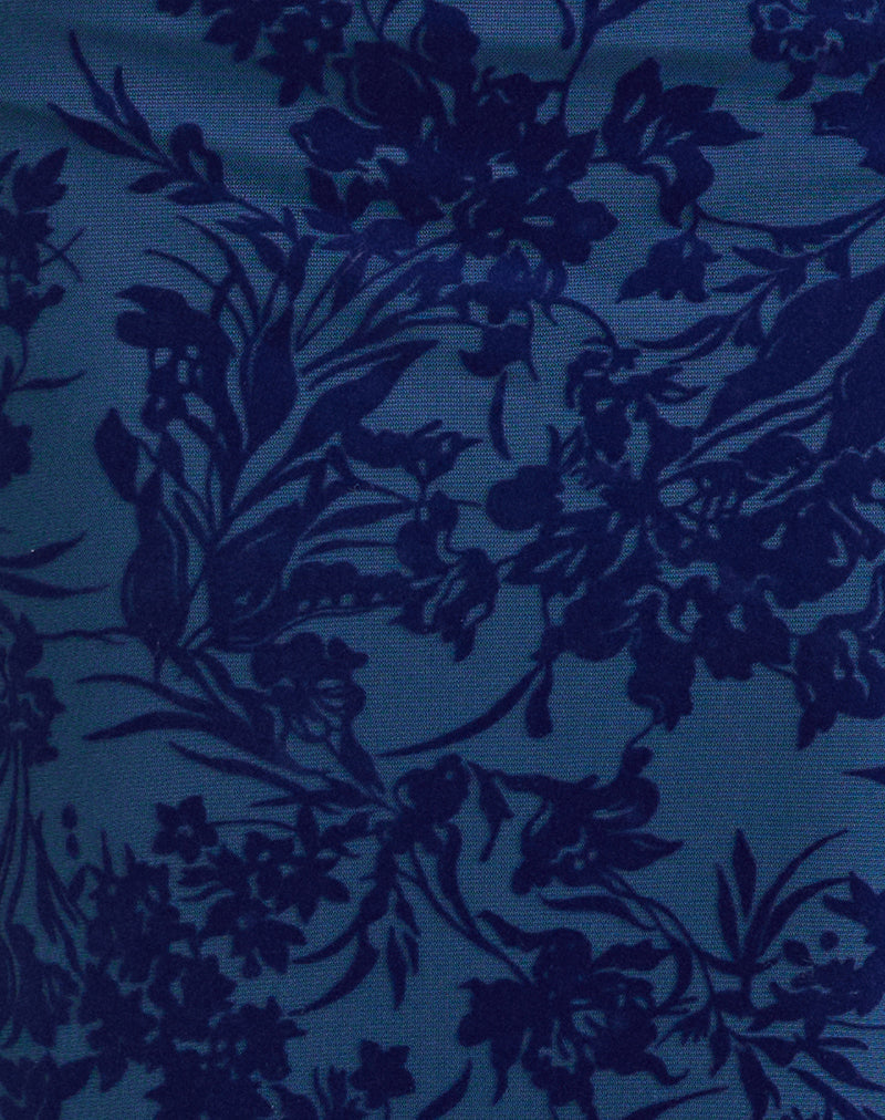 Alfreda Maxi Skirt in Midnight Leaf Flock Navy