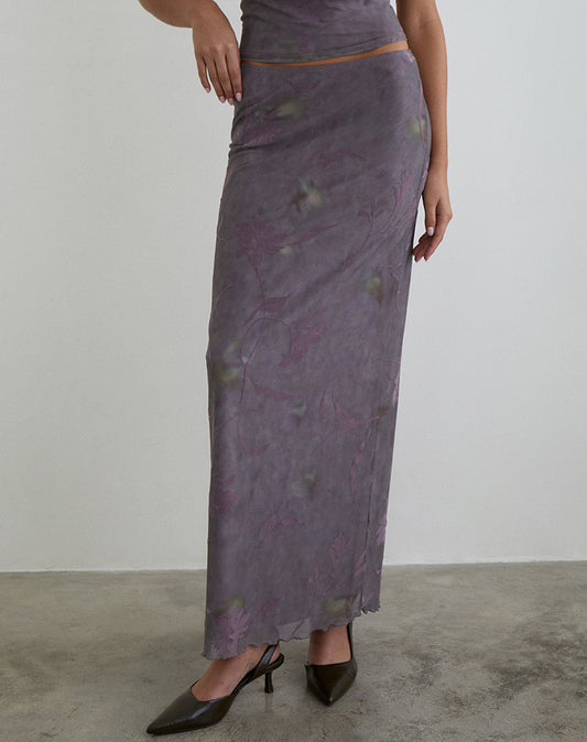 Alfreda Maxi Skirt in Flare Flower Purple