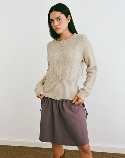 Anitra Cardigan in Cable Knit Beige