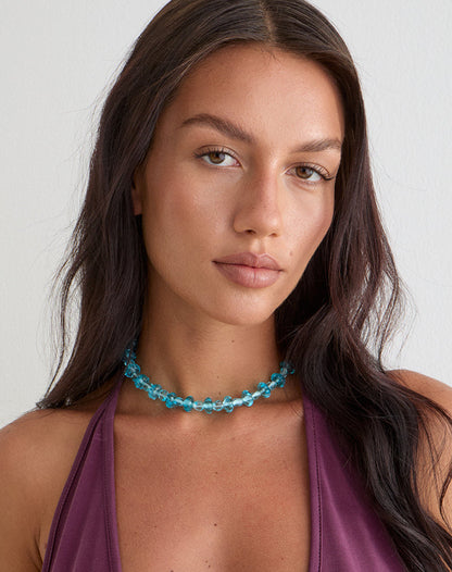 Aqua Blue Faceted Necklace
