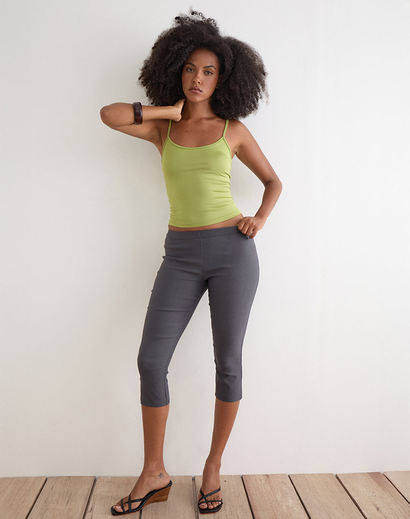 Asla Cropped Capri Trouser in Stretch Tailoring Charcoal