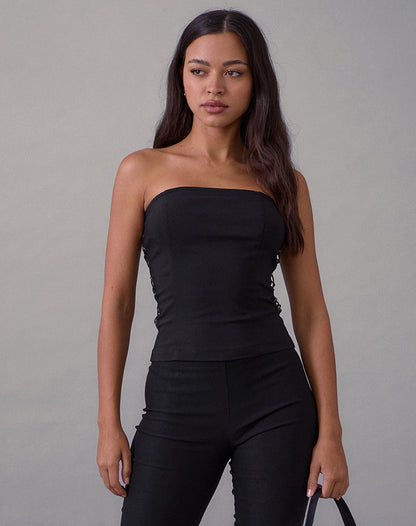 Avira Lace Up Bandeau Top in Tailoring Black