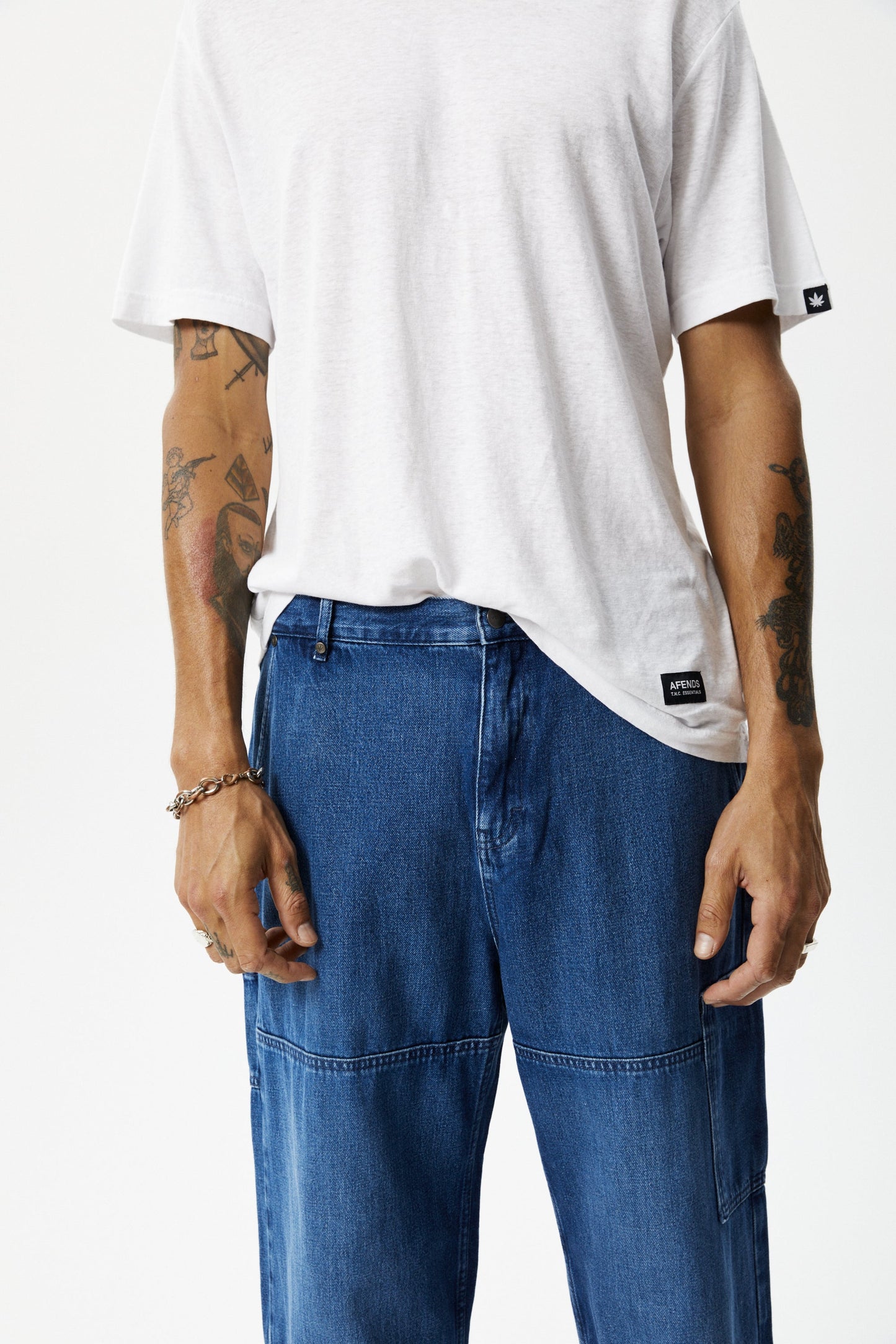 AFENDS Mens Richmond - Denim Workwear Jean - Authentic Blue