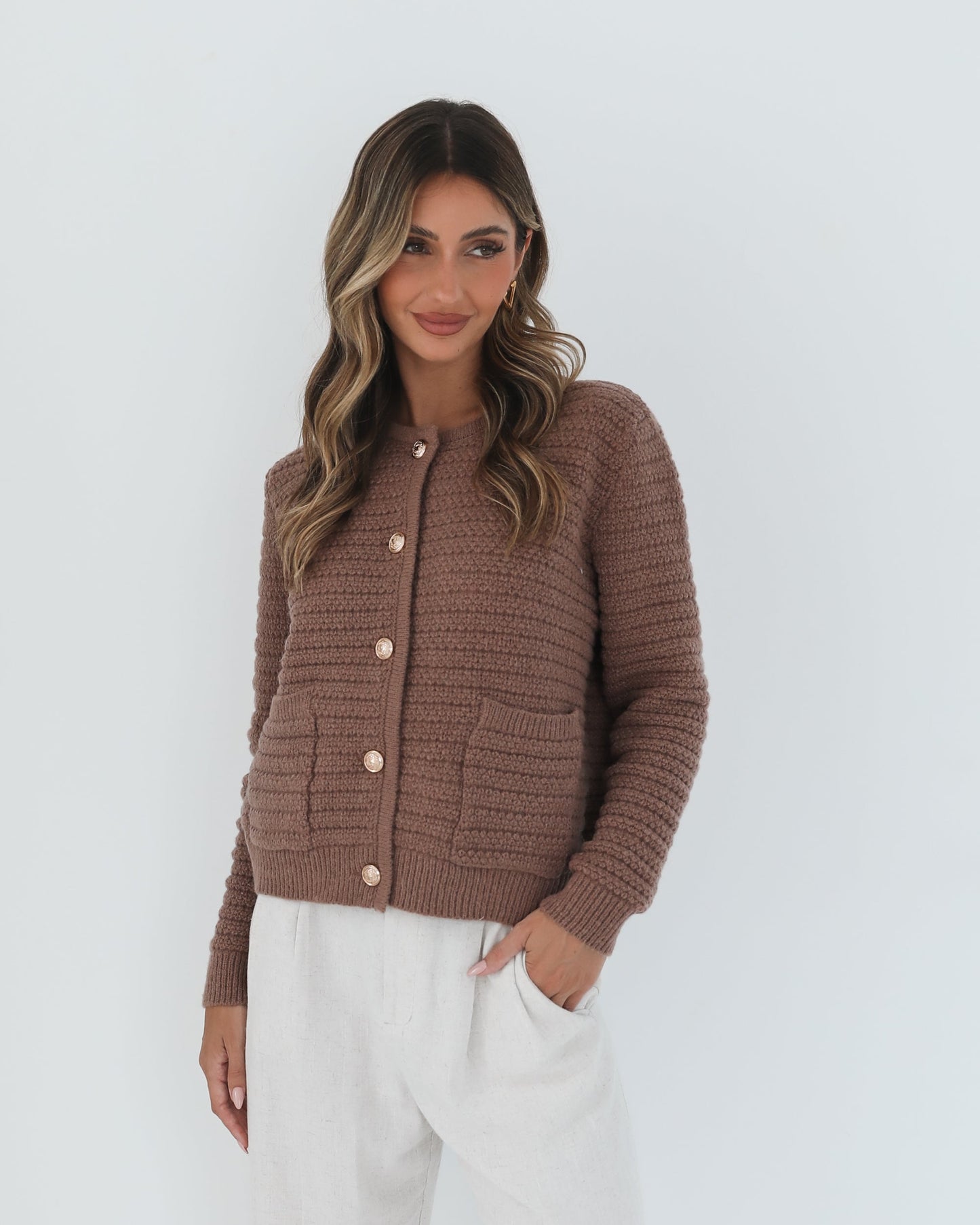 Anora Mocha Cardigan | Women's Knit Cardigan