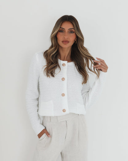 Anora White Cardigan | Women's Knit Cardigan
