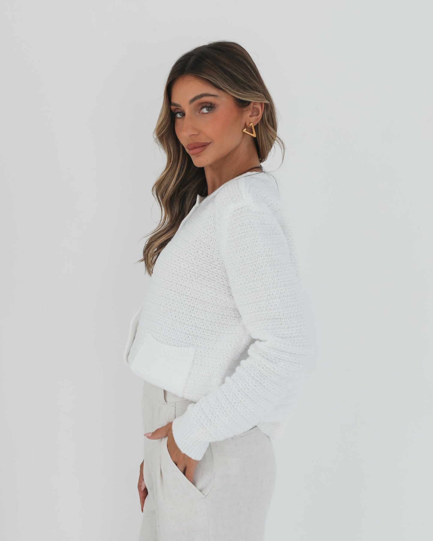 Anora White Cardigan | Women's Knit Cardigan
