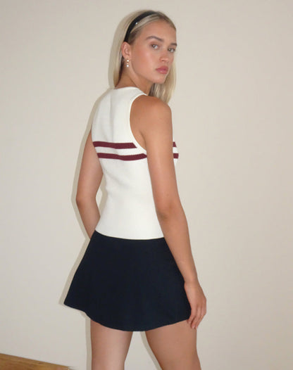 Bonisa Vest Top in Ivory with Red Stripes