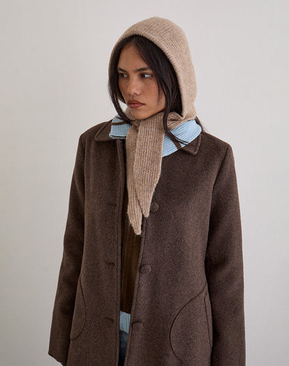 Bonnet Hat in Knit Beige