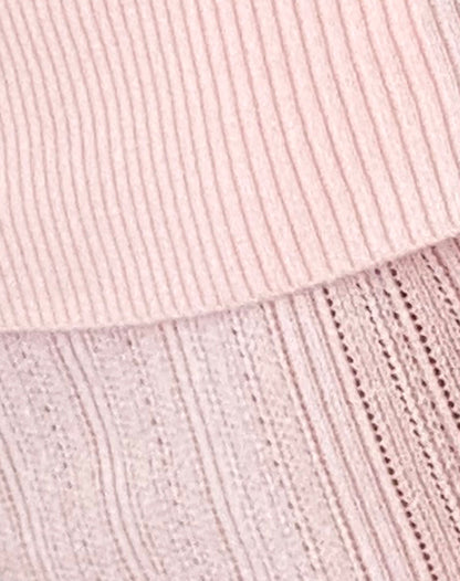 Brenda Knitted Bardot Top in Pink with Rosette