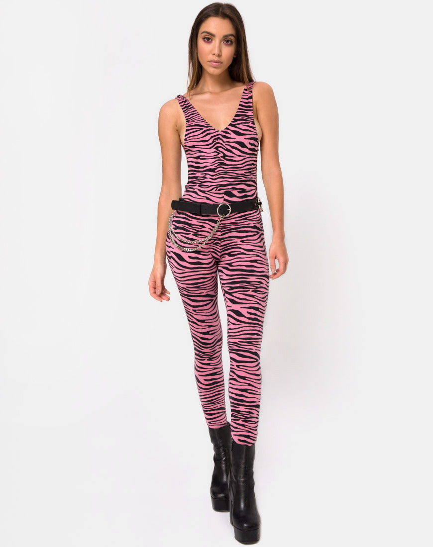 Brista Catsuit in Zip's Zebra Pink