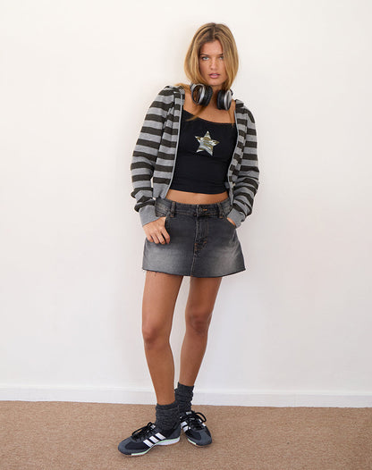Brynn Cami Top in Black with Camo Star Print