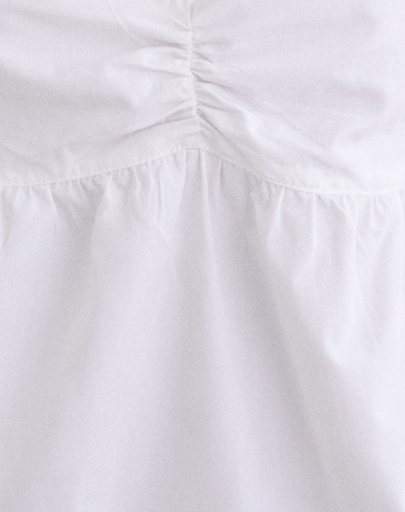 Caixia V Neck Blouse in Poplin White
