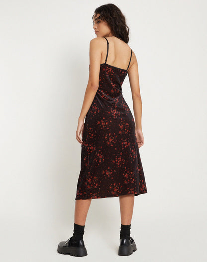 Camelia Maxi Dress in Rose Cluster Velvet