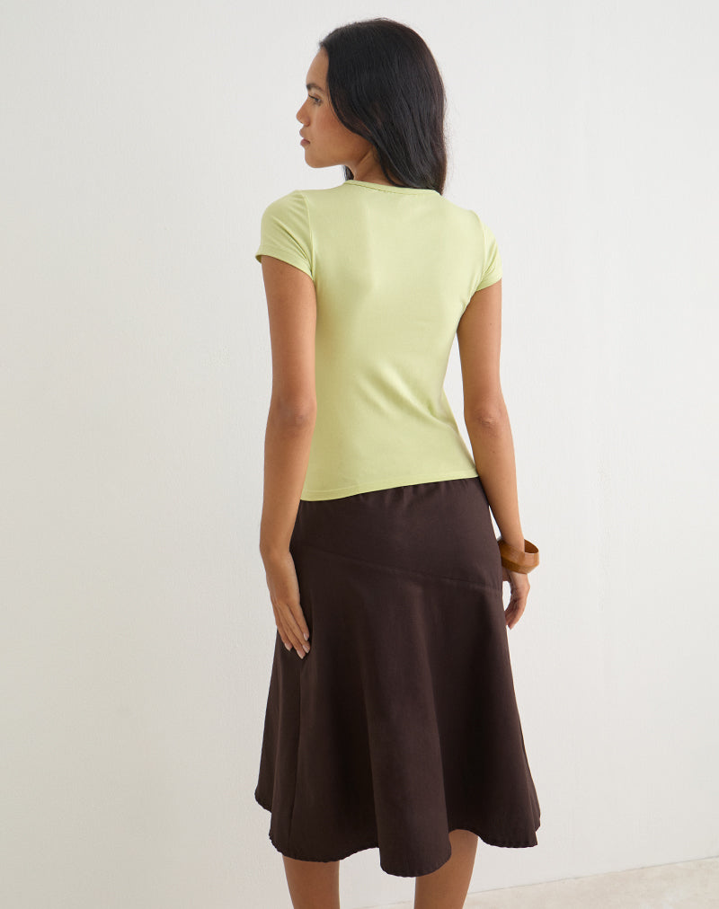 Cash High V Neck Top in Pistachio
