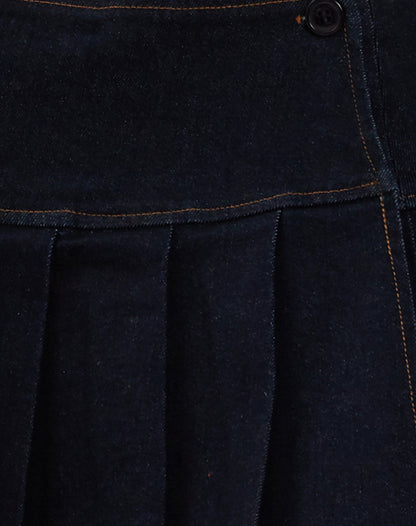 Casini Pleated Micro Skirt in Blue Wash Denim