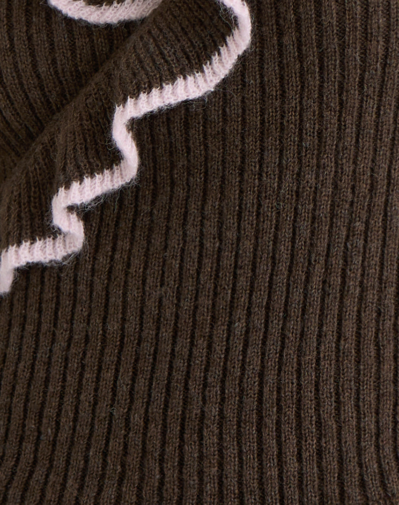 Christella Top in Dark Chocolate with Pink