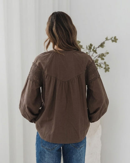 Chenille Choc Lace Blouse | Women's Boho Lace Blouse