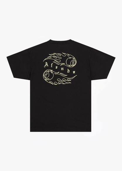 AFENDS Mens Off Balance - Heavyweight Boxy Tee - Stone Black