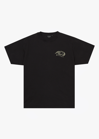 AFENDS Mens Off Balance - Heavyweight Boxy Tee - Stone Black